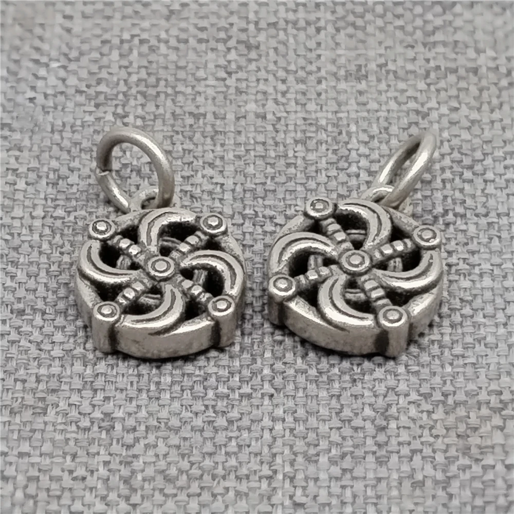 1 Piece Sterling Silver Windmill Charms 2-Sided 925 Silver Small Spiral Pinwheel Pendant