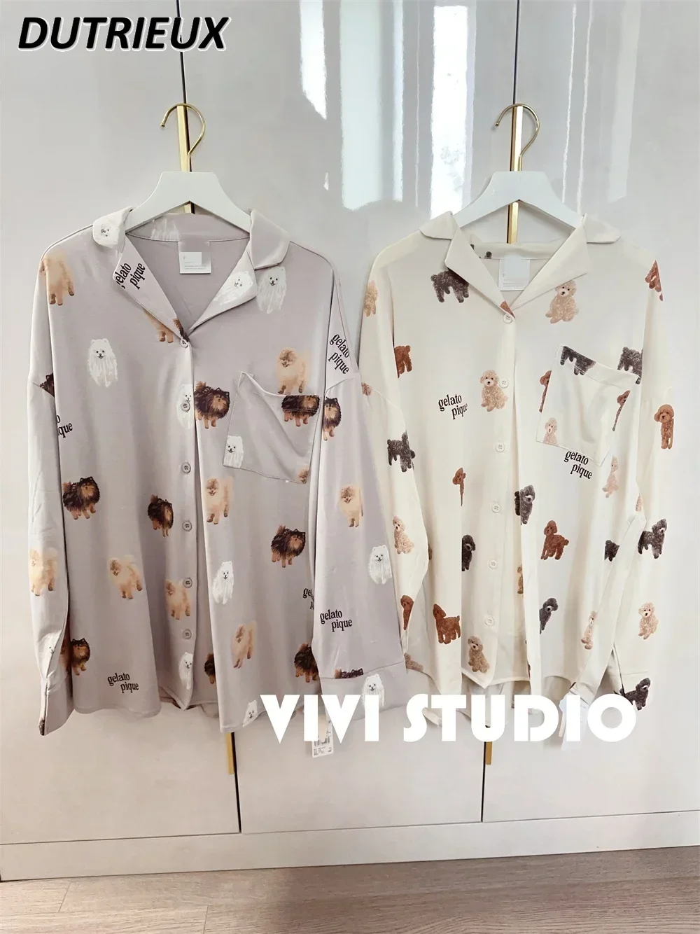 Japanische Pyjamas Frauen niedlichen Cartoon Revers weiche modale Baumwolle Langarm Cardigan Hosen Pyjamas Frühling und Herbst neue Homewear