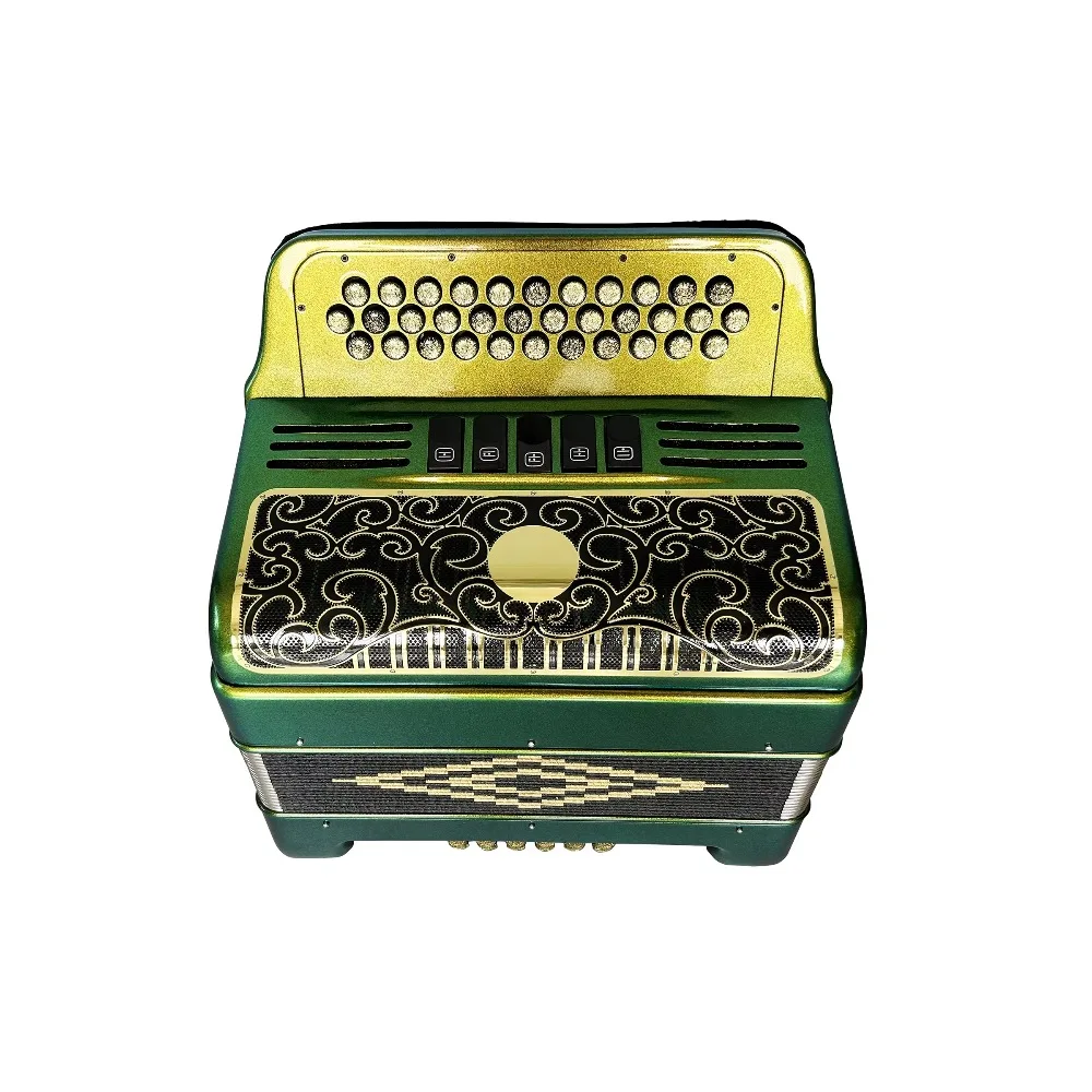 OEM JB3412D أداة الأكورديون 34 أزرار 12 باس 5 سجلات أخضر برتقالي الحرباء المهنية Diatonic الذهب الأسود