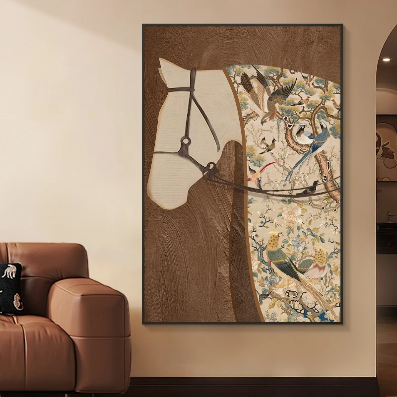 Medieval style living room decorative painting is a success, retro sofa background wall hanging painting