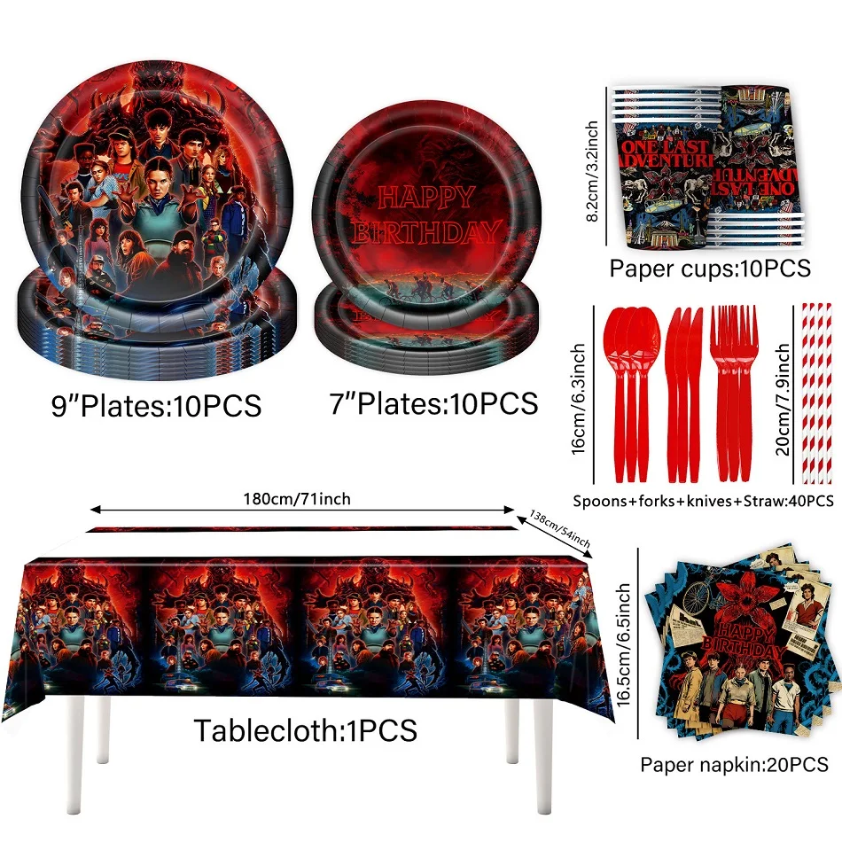 Stranger Things Staffel 5 Partyzubehör Geburtstagsdekorationsset mit Banner, Ballons und Hängedekorationen für Jungen- und Mädchen-Themenpartys – Detail 5