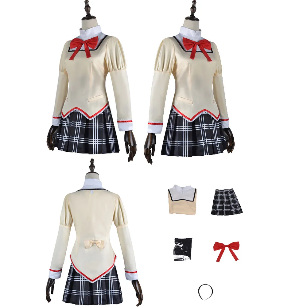 Anime Cos Homura Akemi Cosplay Costume Girls Roleplay Outfit Fantasy School Uniform Sets Halloween Carnival Suit Accessories