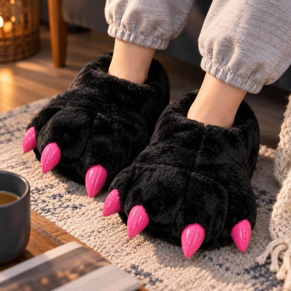 Weiches, flauschiges Futter, Dinosaurier-Klauen-Hausschuhe, flauschige, rutschfeste Cosplay-Pfoten-Schuhe, warme Winter-Fursuit-Stiefel – Detail 8