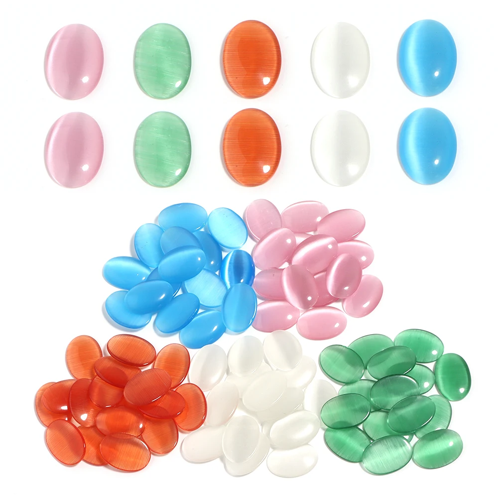 10-30pcs Natural Stone Cabochon Oval Cat Eye Cabochon Loose Beads For Jewelry Making DIY Necklace Bracelets Earring Accessories