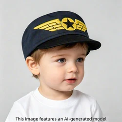 Baby Boy Pilot Hat Police Captain Cap Infant Funny Cosplay Embroidery Hats Role Play Accessories Newborn Photography Props
