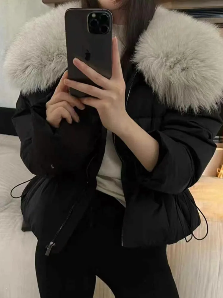 Weiße Ente Unten Jacke Frauen Winter Unten Mantel Herbst Dicke Kurze Mode Junge Neue Europäische Mode Pelzmantel Echt Fox Pelz Kragen