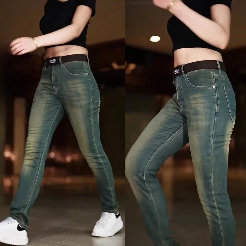 

Мужские джинсы в стиле ретро, свободного кроя, эластичные, прямые, в стиле «папиных» брюк, модные городские, из хлопка, длинные, для осенней носки