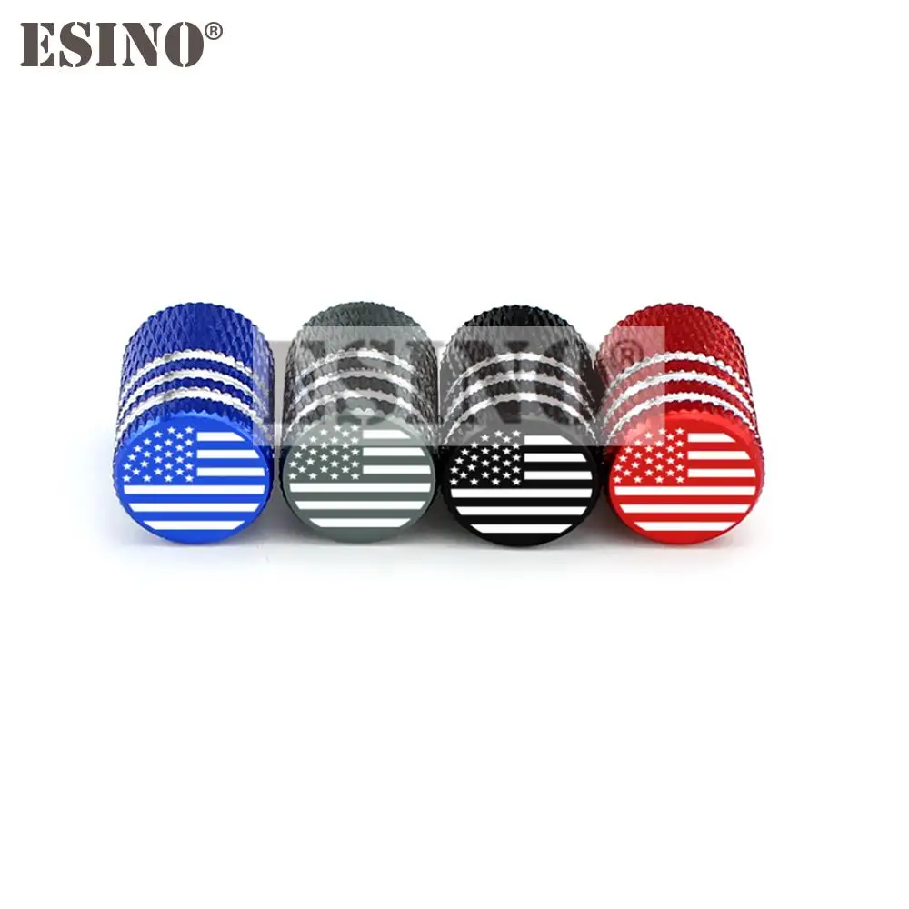 4 x Car Styling Aluminum Alloy USA America National Flag Tire Valve Caps Wheel Tire Valves Tyre Stem Air Caps Airtight Covers