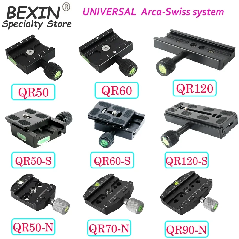 BEXIN QR Series Adapter głowicy kulowej statywu Zacisk szynowy ze stopu aluminium z szybkozłączem do głowicy kulowej aparatu Arca swiss dslr