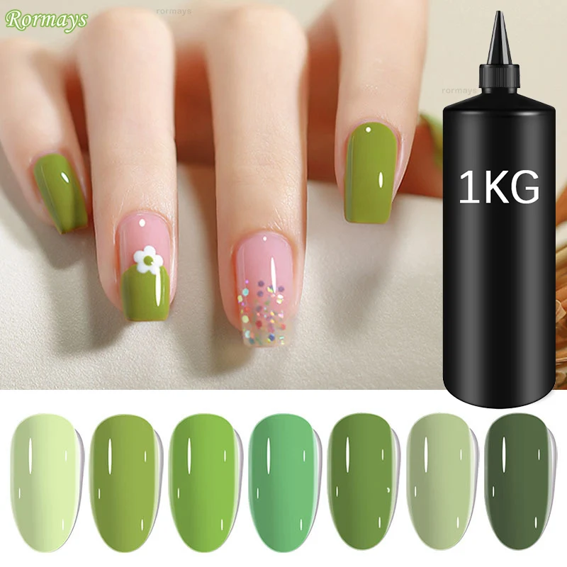 Rormays Wholesale 1KG Green Series Nail Glue Polishing Primer Semi Permanent UV LED Immersion Nail Art Repair Varnish Nail Gel