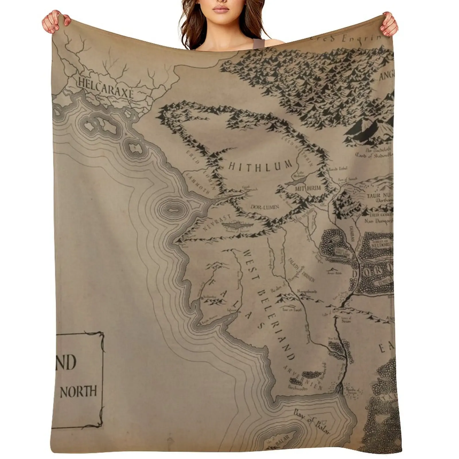 

Map of Beleriand Throw Blanket Thermals For Travel christmas gifts Sofa Polar Blankets