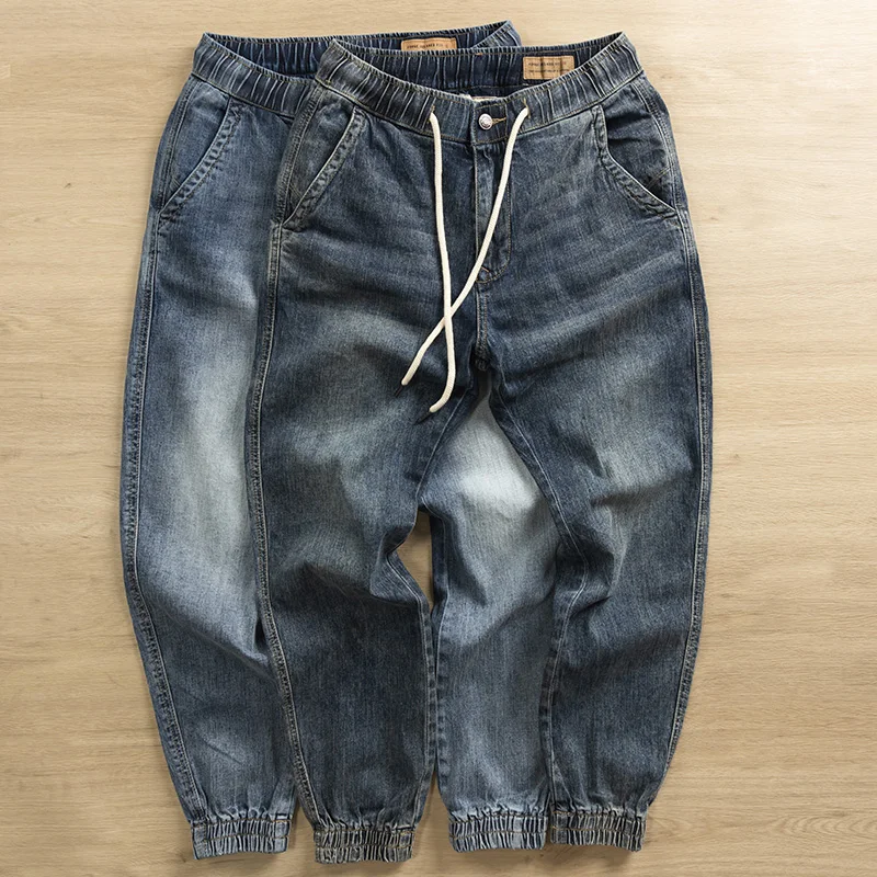 

Мужские рабочие джинсы свободного кроя, повседневные, износостойкие, винтажные, в стиле Харадзюку, длинные брюки, прямые джинсы