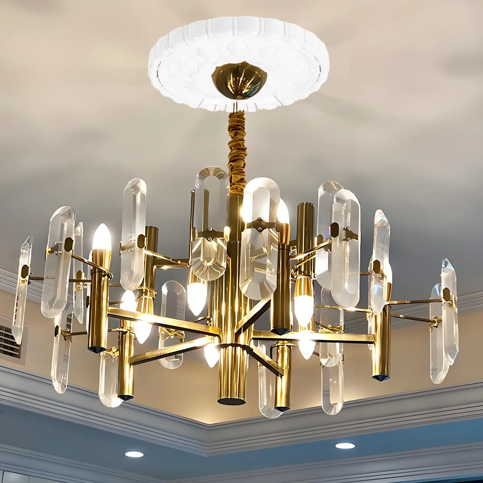 

Round Lamp Panel Ceiling Light Medallion Decorative Ring Covers Fan Easy Installation Practical Use Enhances Aesthetics Elegant