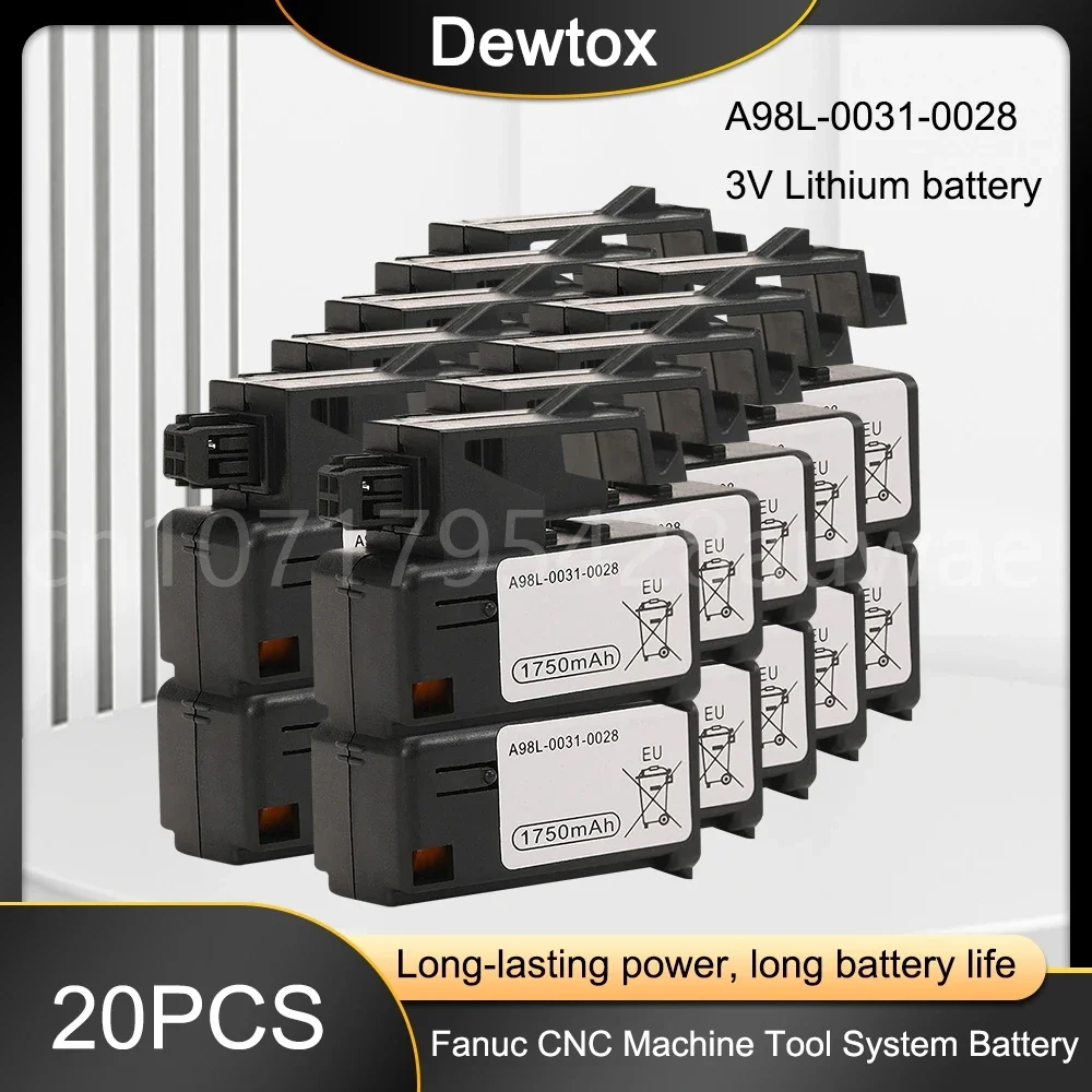 20PCS New Genuine A98L-0031-0028 A02B-0323-K102 3V 1750mAh Lithium Batteries FANUC PLC CNC System Battery