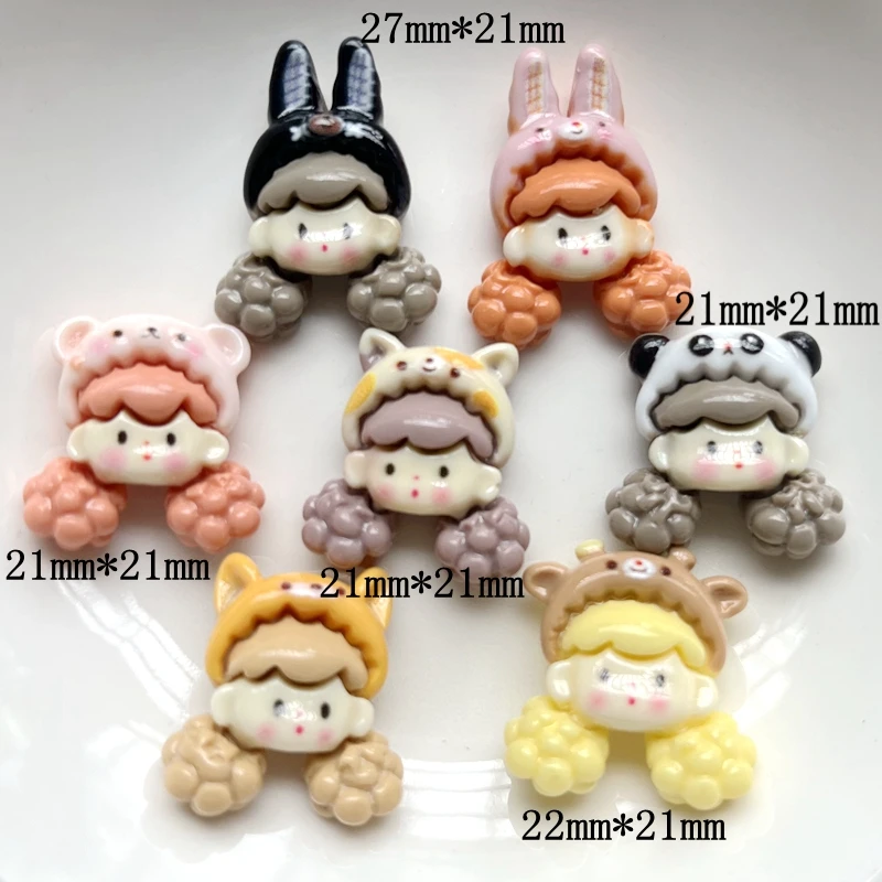 10pcs  Kawaii cartoon Fried Dough Twists braid girl princess flat back resin clip hairpin decorative accessories flatback resin