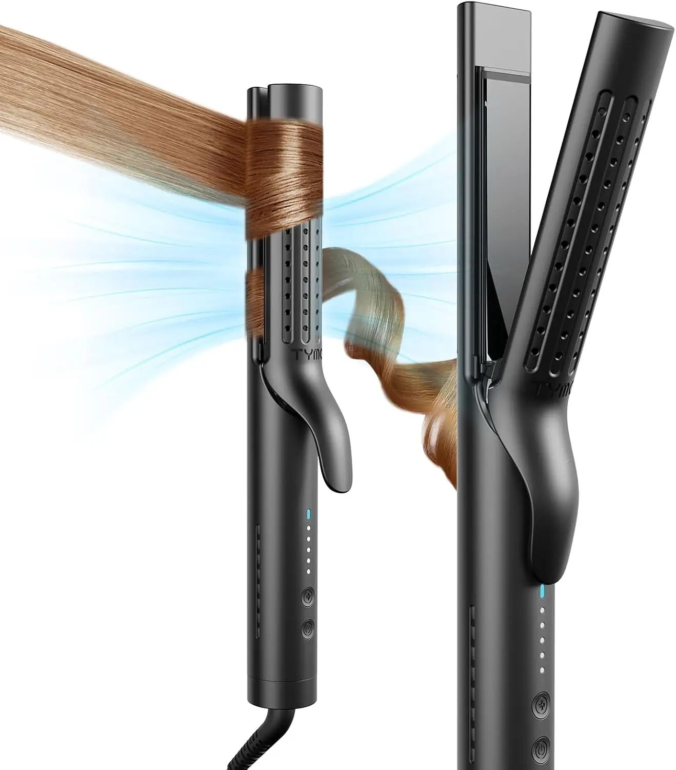 2-in-1 Hair Straightener & Curler, 1.25" Curling Wand, Dual Voltage for Travel, 54M Ions, 5 Temps, Anti-Tangle
