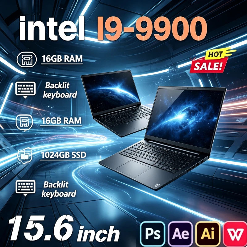 2026 NEW High Performance Laptop Intel Core i9-9900, 16GB RAM, 1TB SSD, 15.6