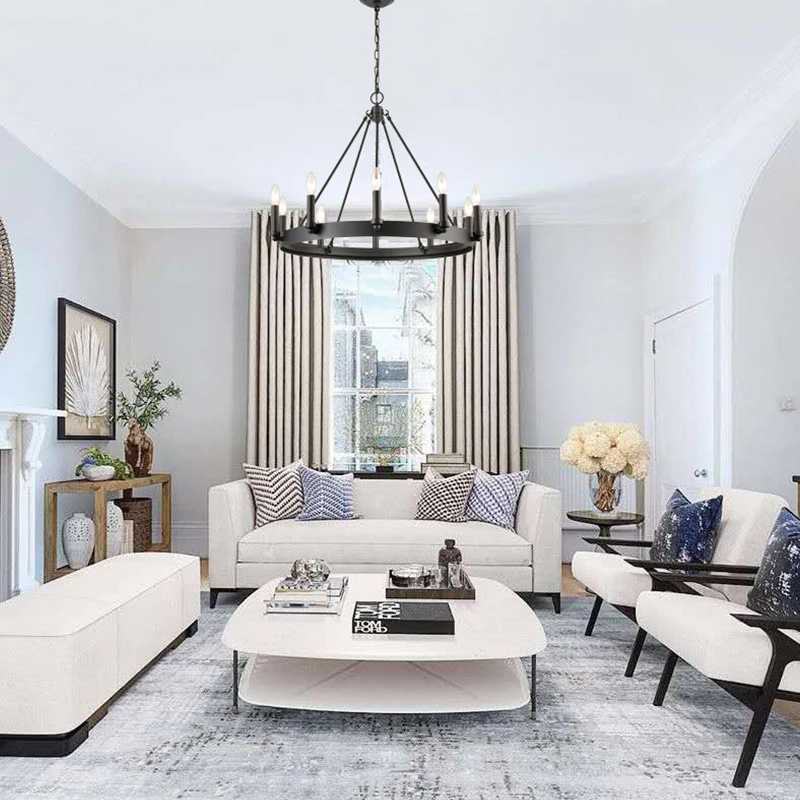 

‌ Промышленный винтажный подвесной светильник в виде свечи, черный антикварный подвесной светильник из кованого железа для кухни, столовой, спальни, светодиодное освещение