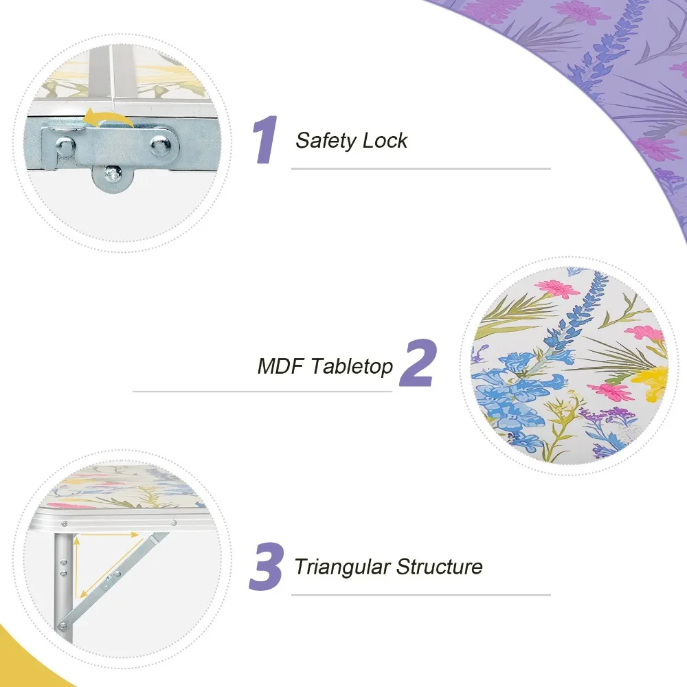4 FT Portable In/Outdoor Aluminum Leaves Pattern Folding Picnic Camping Table