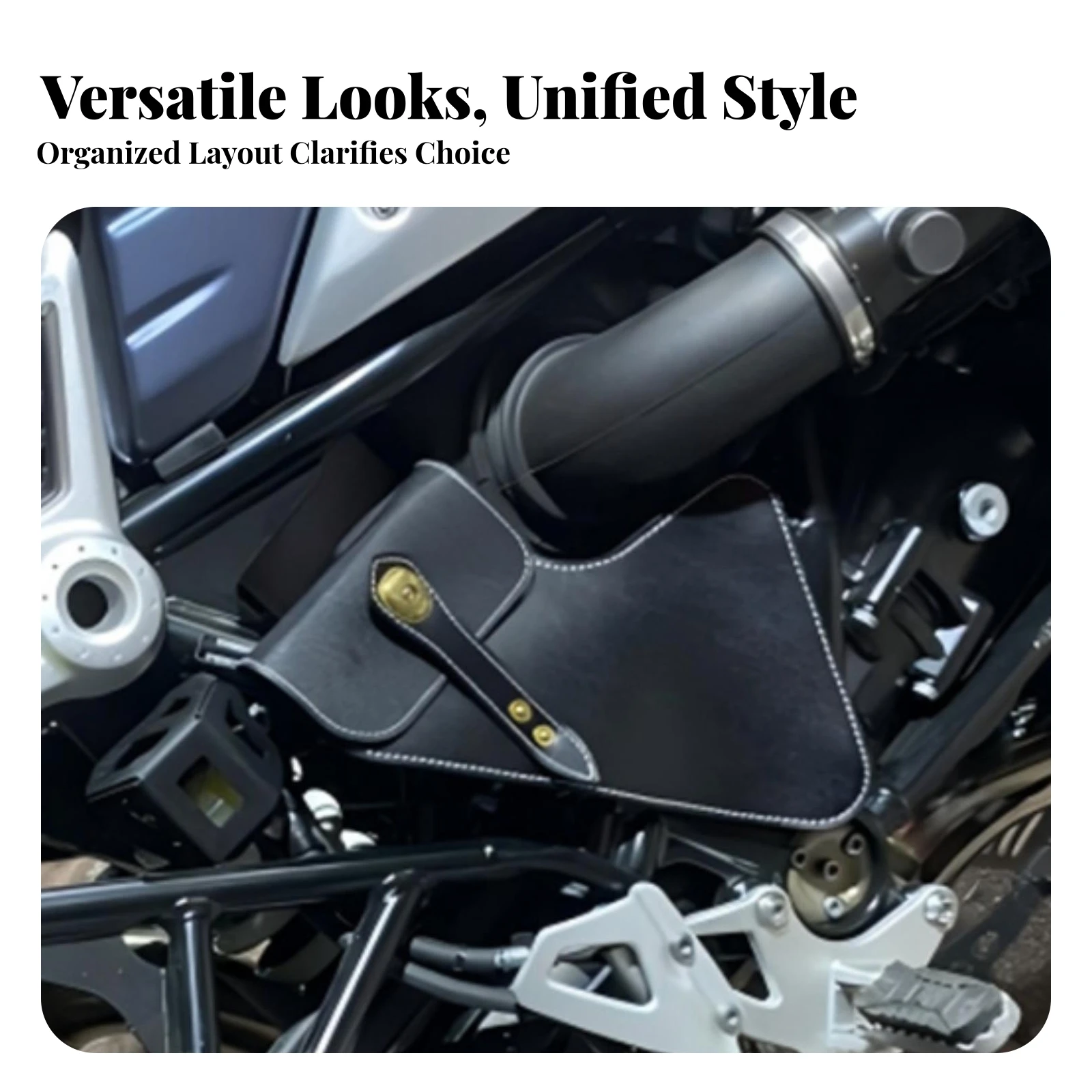 Motorcycle Side Bags with Mounting Tabs Compact Leather Saddlebags with Strap Closure Saddle Bags Adjustable Luggage Sleek