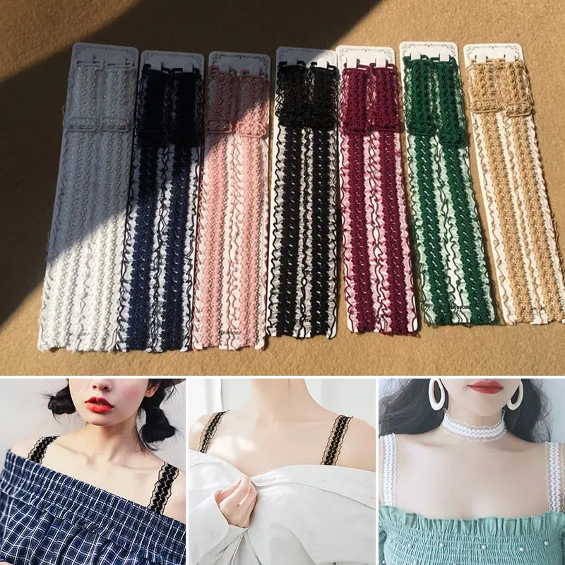 

Lace Underwear Shoulder Straps Women Adjustable Elastic Stretch Bra Non-Slip Mesh Hollowed Flower Shoulder Straps Accessories
