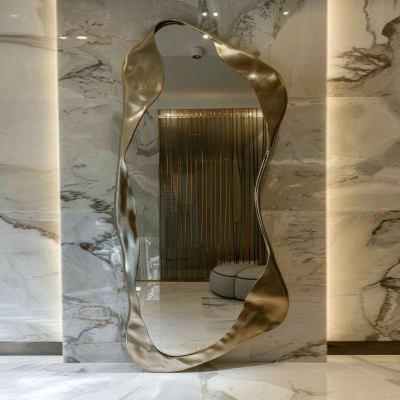 Light luxury modern full-length mirror household home-style wall-mounted special-shaped mirror artistic floor-to-ceiling mirror