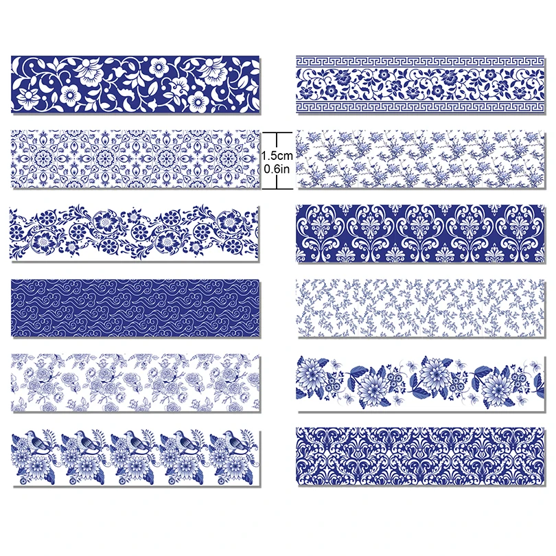 Imagem -03 - Chinaware Washi Fita Diário Decoração Cinta Adesivo Suprimentos Estacionários Fita Adesiva Scrapbooking 5m 12 Pcs