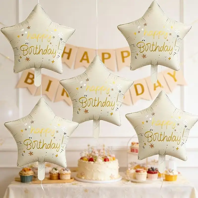 6/12 Stück 18 Zoll Happy Birthday Stern-Folienballons für Geburtstagsfeier-Dekoration, Foto-Requisiten, Babyparty-Luftballons