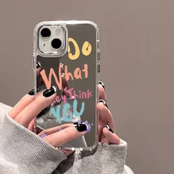 For iPhone 11 Mirror Phone Case For iPhone 17 12 13 16 15 14 Pro Max XS XR Case Aesthetic Art Letter Make up Mirror Soft Cover