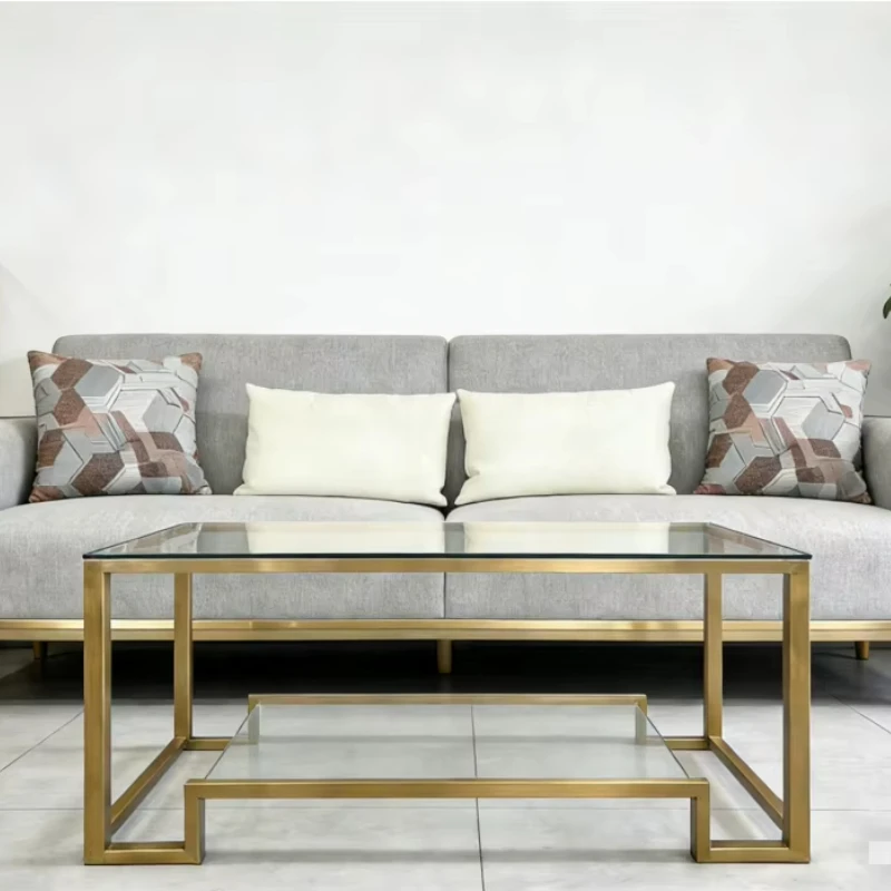 

Modern Fashion Living Room Furniture Design Square Tempered Glass Stainless Steel Coffee Table Suitable for Family Hotel Villas