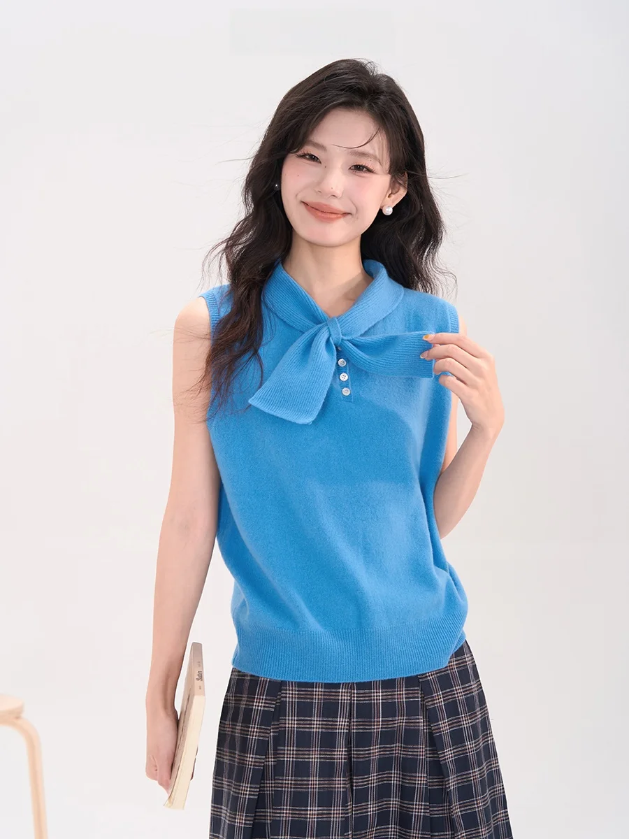 

Женский вязаный жилет Heme 00 из шерсти для ранней осени, свободный крой, теплый, с круглым вырезом, для многослойных образов