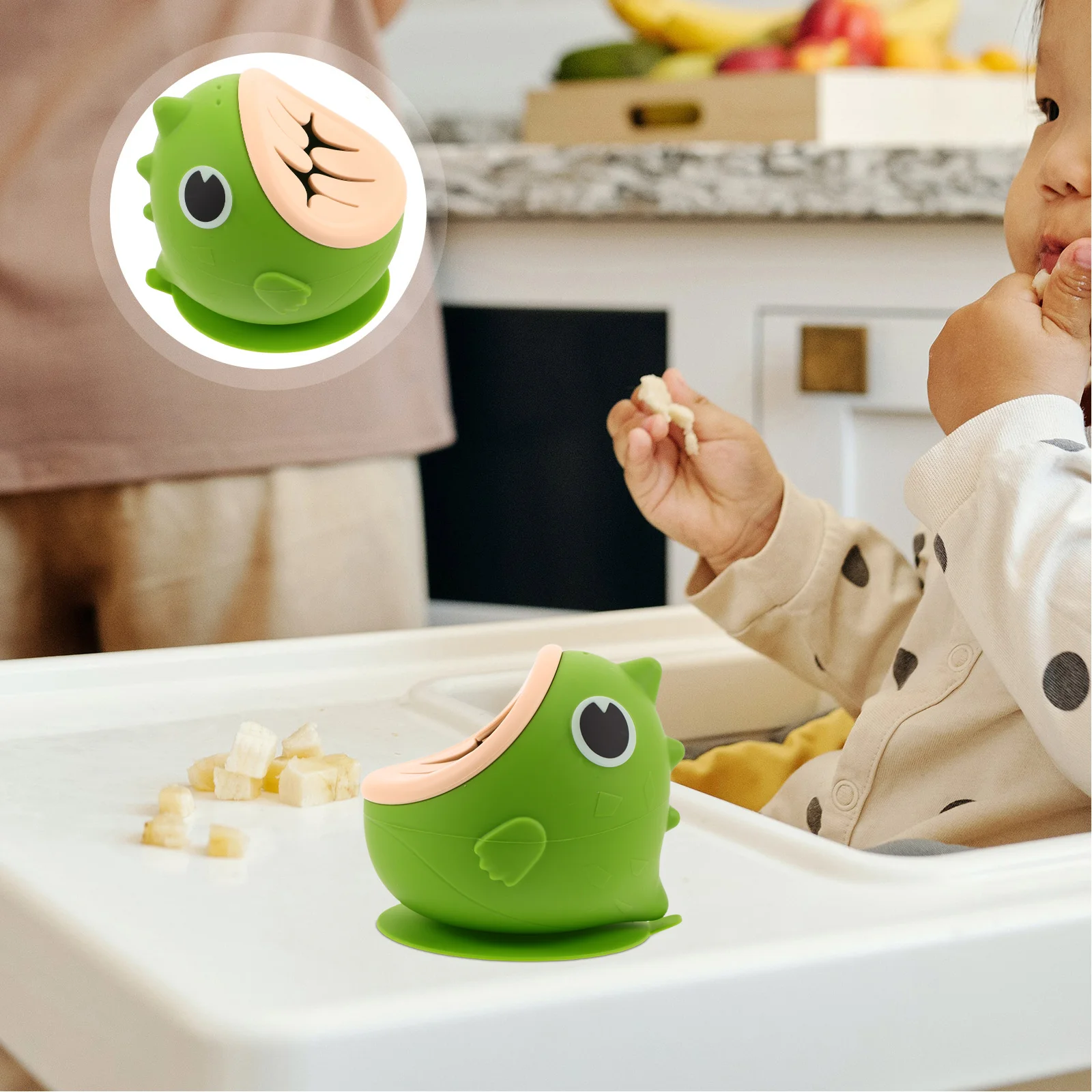

Dinosaur Snack For Kids Cute Cartoon Silicone Toddler Feeding Bowl Unbreakable Suction Base Easy Clean Infant Food Cereal Bowl