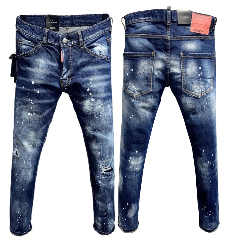 

Men's jeans ripped ripped quadratic jeans men's cool fashion small feet denim pants dsq9810 men's pants