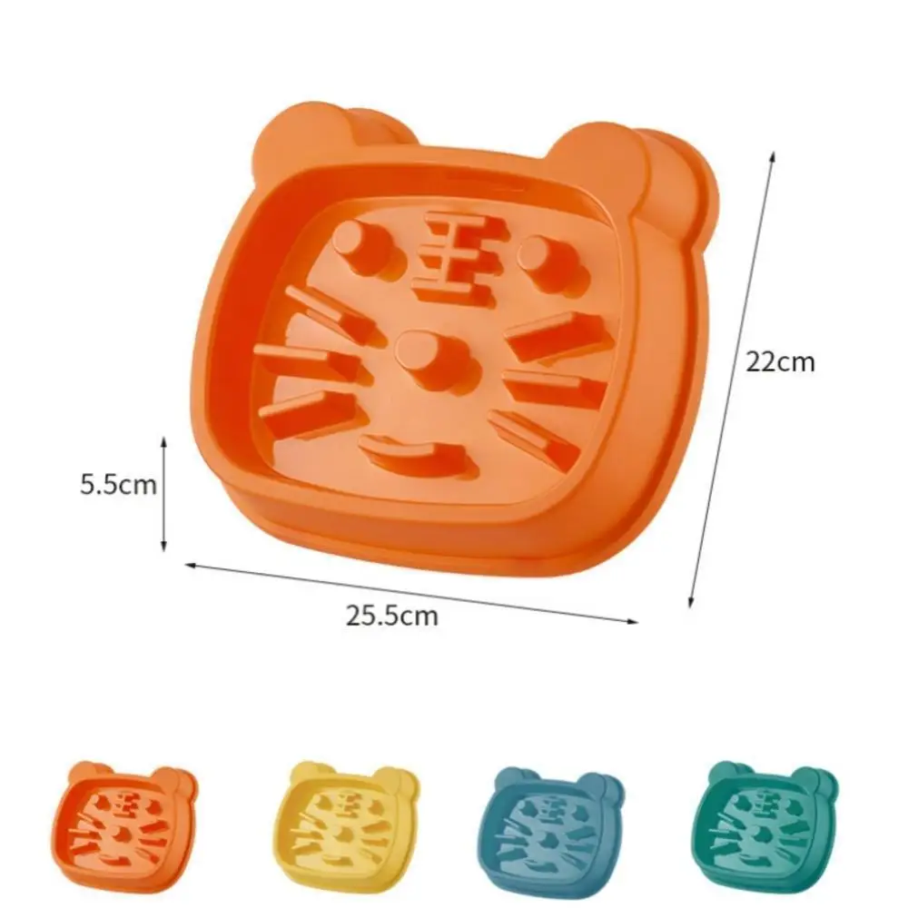 Dog Bowls Slow Feeder Maze Interactive Dog Puzzle Non Skid Stop Pet Food Bowls Eco-Friendly Non Toxic Healthy Design Tiger Shape