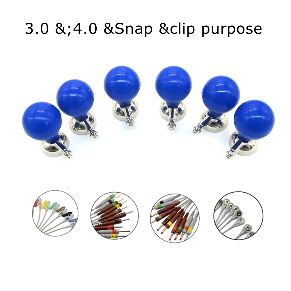 6pcs/set Large size ball Nickel-plated Ekg Suction Electrode,3.0&4.0&snap&clip purpose ， Electrocardiogram electrode