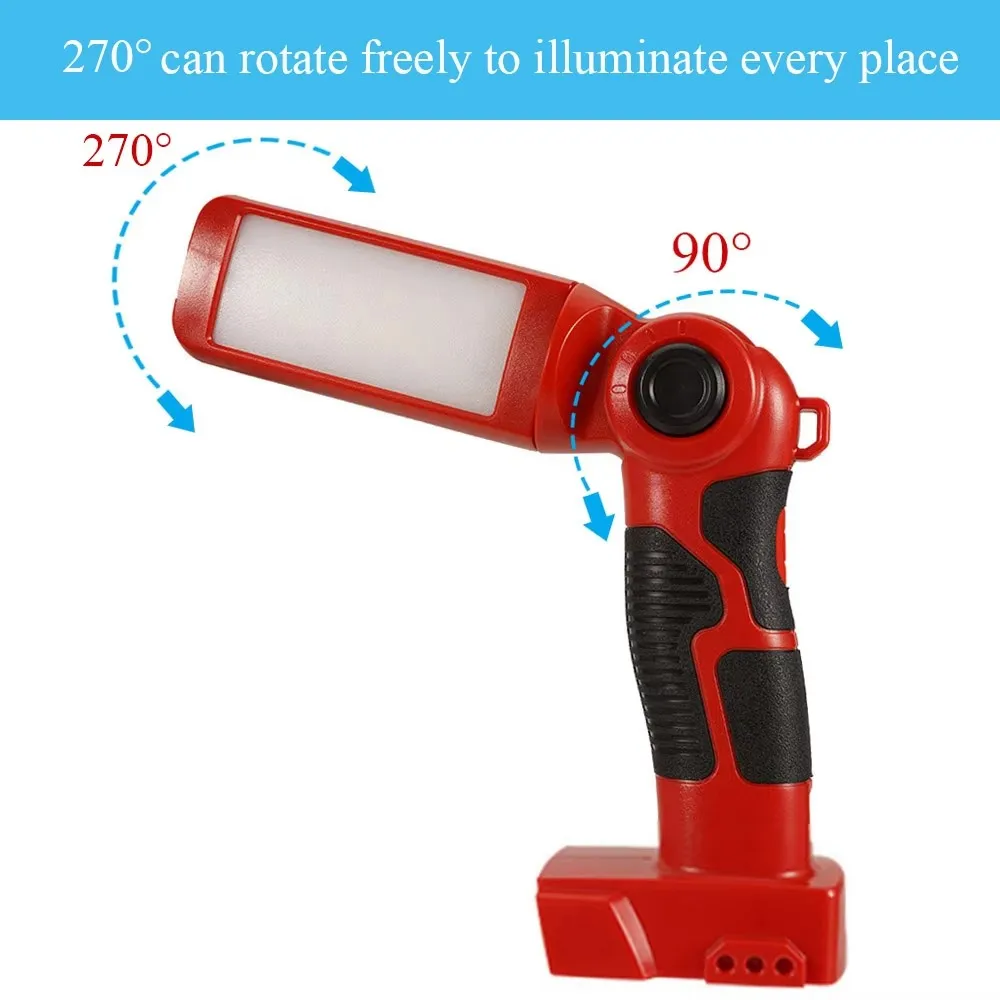 3 Gears LED Work Light For Camping,Repairing USB Spotlight Tool Light Flashlight For Dewalt/Milwaukee/Makita 14.4V-18V Battery