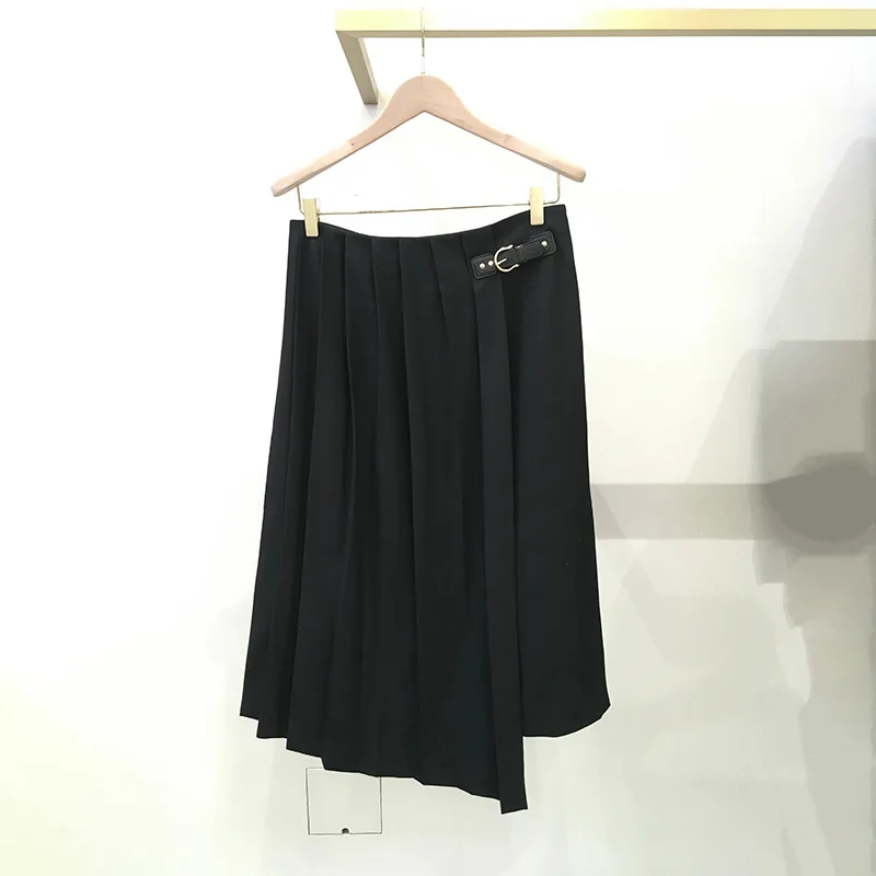 Skirt for Women 2024 New Spring Summer Irregular High Waist Buckle Fashionable Sweet Pleated Jupe