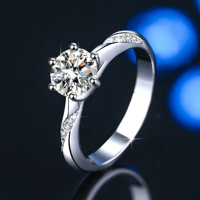 Luxurious and exquisite 18K white gold and platinum PT950 moissanite ring ring 1/2/3 carat crown romantic ring