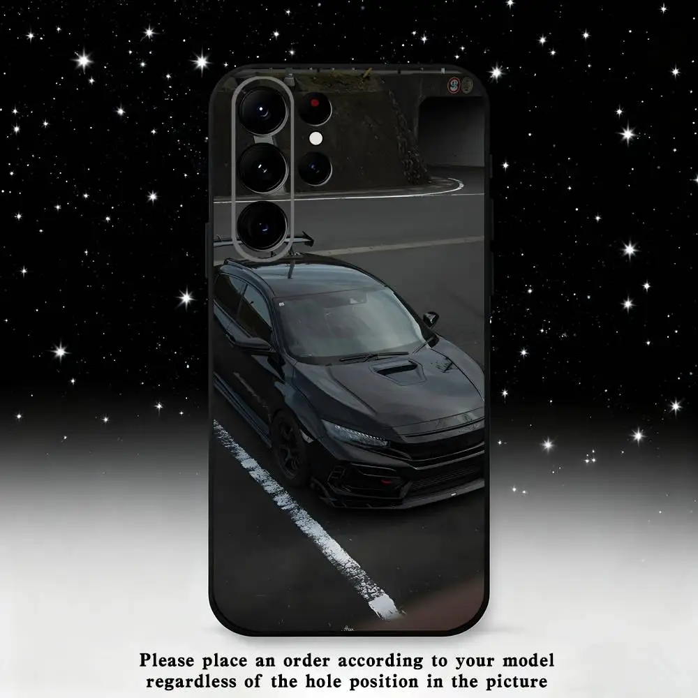 Funda de teléfono Sport Car T-Type R C-Civic para Samsung S25,S24 Ultra,S20,S30 plus,S22 plus,S23,S30 Ultra 5G, carcasa negra de silicona