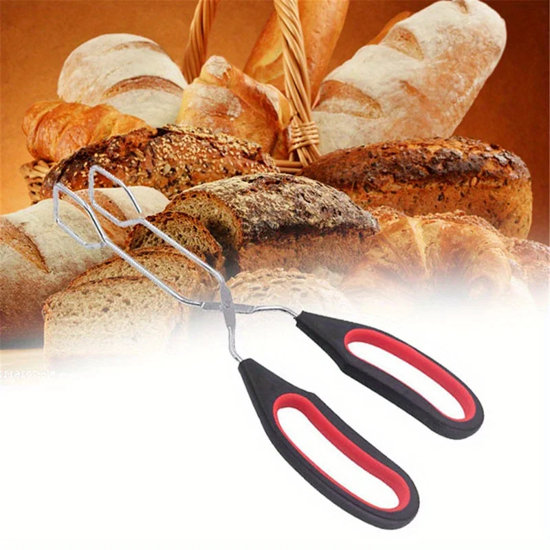 3 rozmiary szczypce do grilla antypoślizgowe szczypce do grillowania chleba metalowy klips do pieczenia BBQ z długą rączką akcesoria kuchenne do gotowania — zdjęcie 3