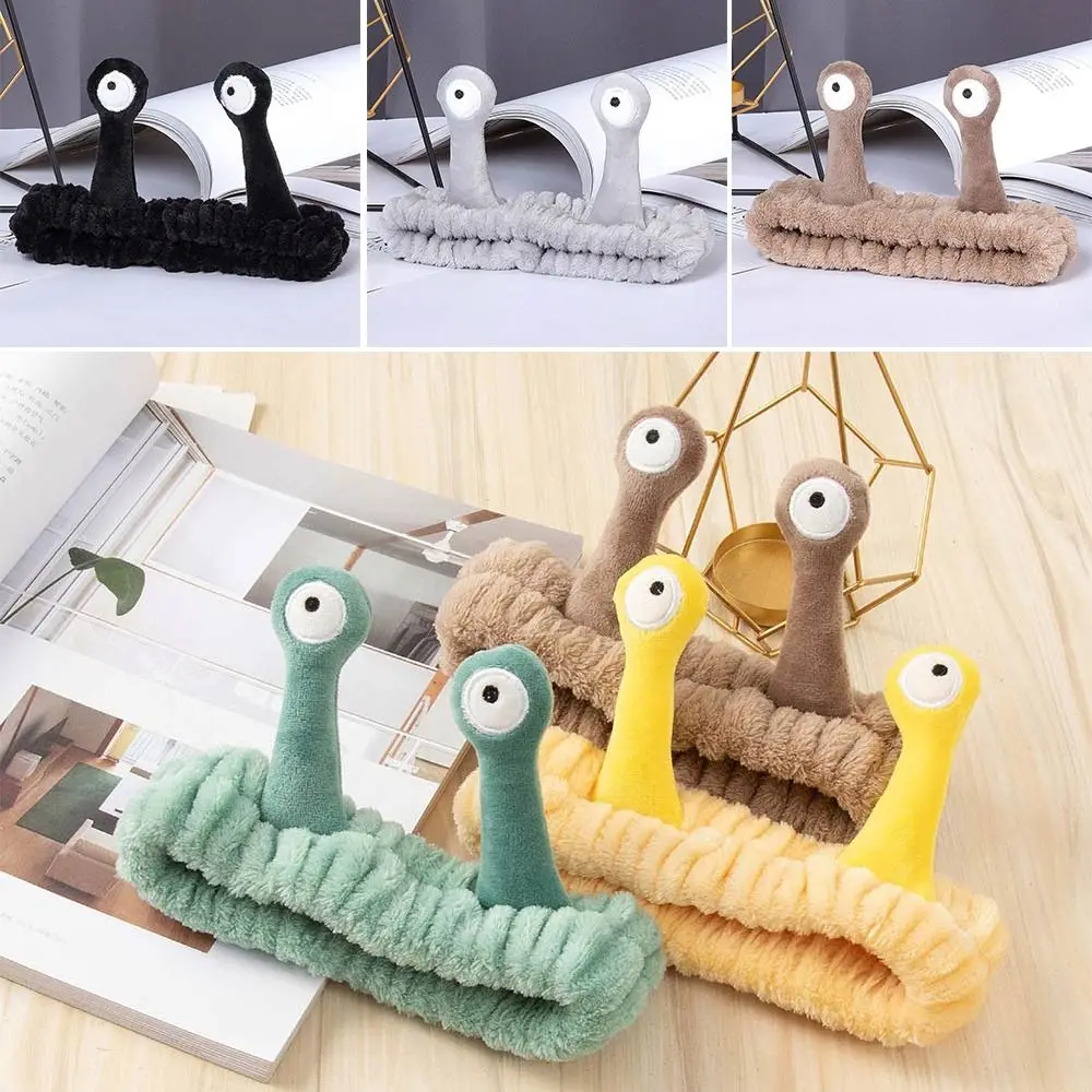 Cute Coral Fleece Cartoon Snail Headband Make up Skin Care Face Wash Hairband Elastic Hair Accessories Women Girl