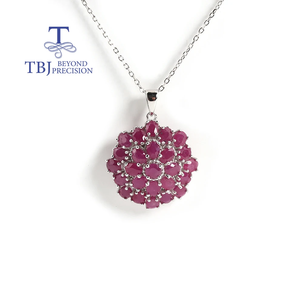 

925 sterling silver pendant necklace Natural indian ruby Flower design fine jewelry Gemstone for women’s wedding party gift