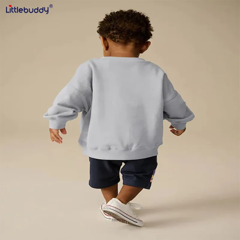 

In Stock Boys' Sweatshirt Fashionable Printed Children's Sports Shirt Knitted Cotton Toddler Crew Neck Base Shirt