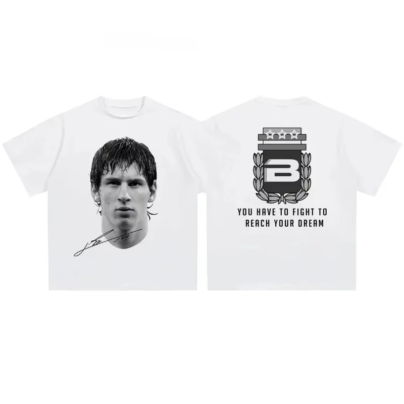 2026 New Men's Outdoor Leisure Sports Football Star Cristiano Ronaldo Neymar Lionel Messi Portrait Print Short Sleeve T-Shirt