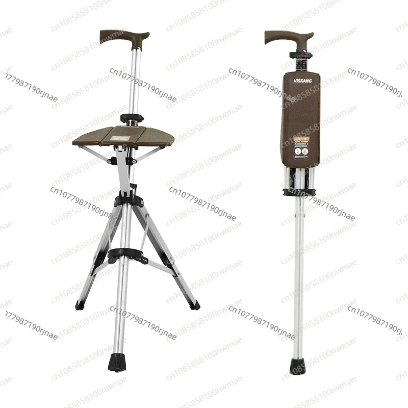 High Quality Aluminum Alloy Foldable Cane Stick with Adjustable Seat for The Elderly Cane Chair with Stool