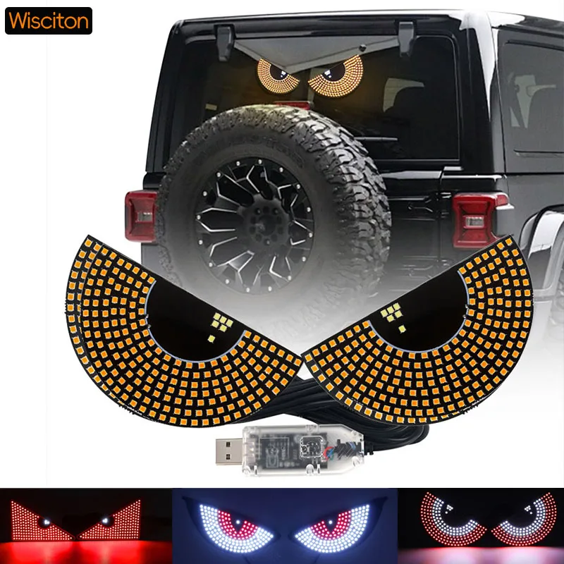 

LED Devil's Eye Light Bar Car Rear Window Windshield Emoji Light Devil's Eye Display Decorative Light Irregular