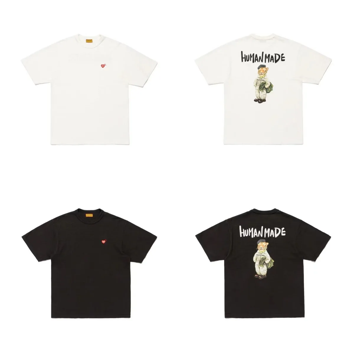 2026 New HUMAN MADE Back cartoon Printed T-Shirt Japanese Bamboo Cotton Unisex Retro Round Neck Short Sleeved Shirt