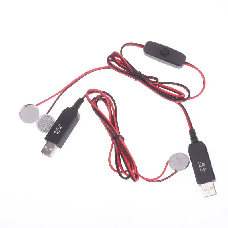 

Кабель USB 1/2 м для зарядки батареек CR2032 (имитация) с выключателями, кабель питания для часов, микрофона, игрушек, пультов ДУ