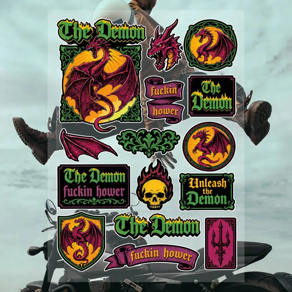 The Demon Cool Graphic Stickers Set Waterproof Vinyl Decals For Motorcycle Helmet Car Laptop Skateboard Luggage Phone Case