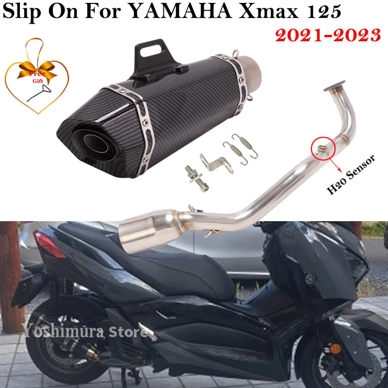 

Slip On For YAMAHA Xmax 125 X MAX125 2021 - 2023 Full System Motorcycle Exhaust Escape Moto Front Link Pipe Carbon Fiber Muffler
